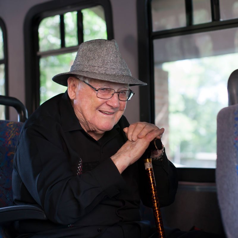 Senior on bus